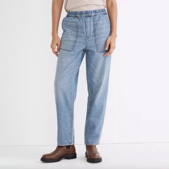 Madewell XXS Pull-On Relaxed Jeans in Beswick Wash - Picture 9 of 10